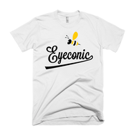 White t-shirt with black and yellow Bee Eyeconic print