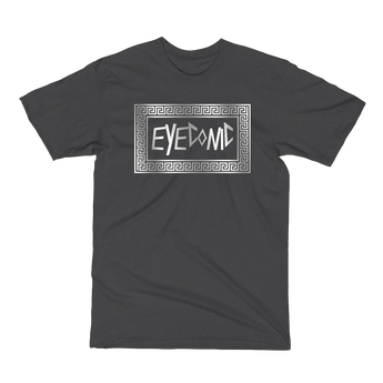 Dark Grey t-shirt with silver Eyeconic pattern print