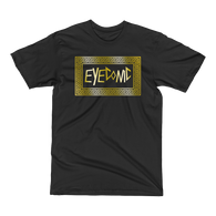 Black t-shirt with gold Eyeconic pattern print
