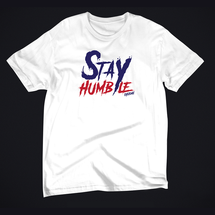 White t-shirt with Humble x Eyeconic print